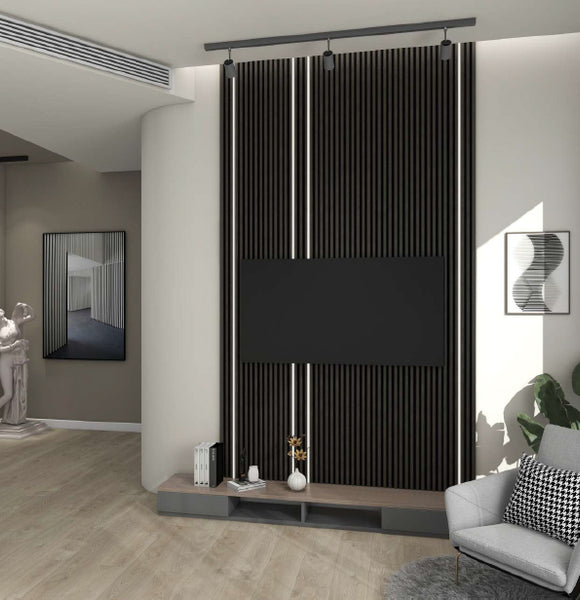 Panouri acustice decorative lamele polimer dur, Negru, LAN 105, 280