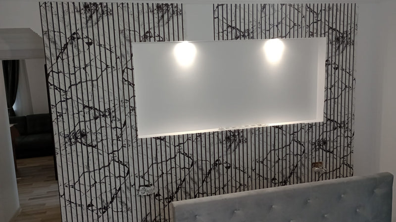 Riflaj decorativ din polistiren, alb / negru, LBX 012, 270 x 60 x 1,5 cm- q-home.ro