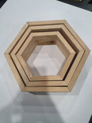 Raft de perete decorativ din lemn 3 hexagoane