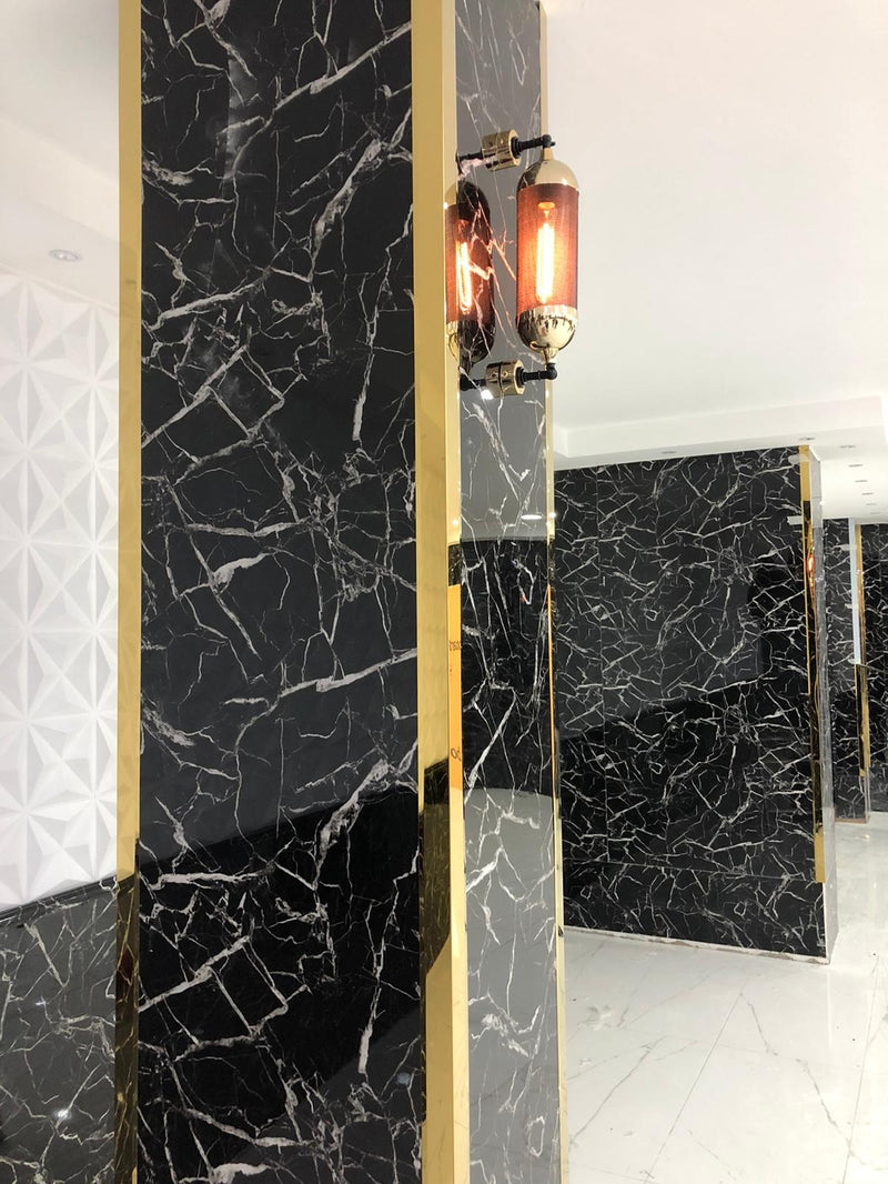PANOU DECORATIV PVC imitatie marmura , BLACK, 122 x 244 cm- Cu ridicare personala din depozit!!!