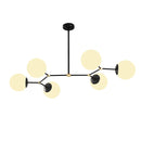 Lustra cu 6 globuri de sticla, Damar,  Negru-Alb, 100 x 58 x 48 cm- q-home.ro