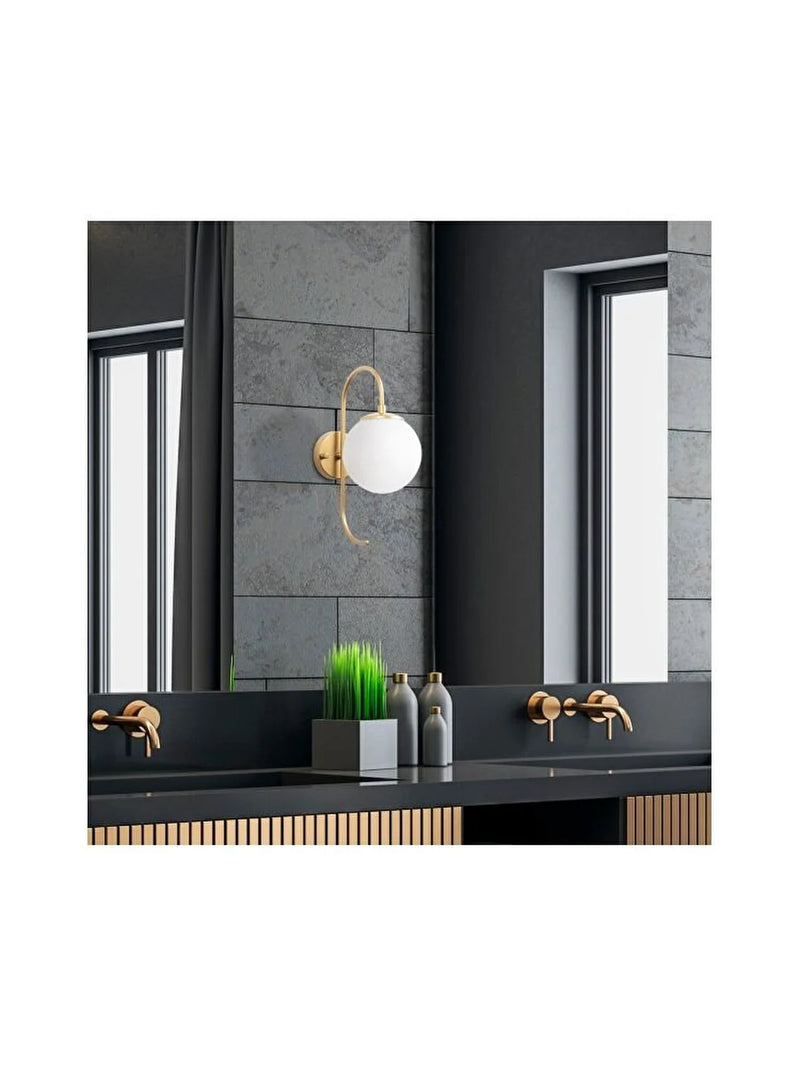 Aplica de perete Fulgor, E14, 36 x 15 x 27 cm, metal/sticla, Auriu- q-home.ro