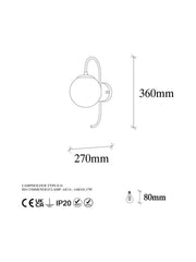 Aplica de perete Fulgor, E14, 36 x 15 x 27 cm, metal/sticla, Auriu- q-home.ro
