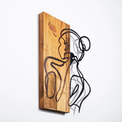 Decor de perete, corp femeie, lemn/metal, 35x3x50 cm- q-home.ro