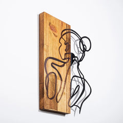 Decor de perete, corp femeie, lemn/metal, 35x3x50 cm