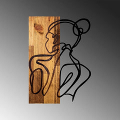 Decor de perete, corp femeie, lemn/metal, 35x3x50 cm