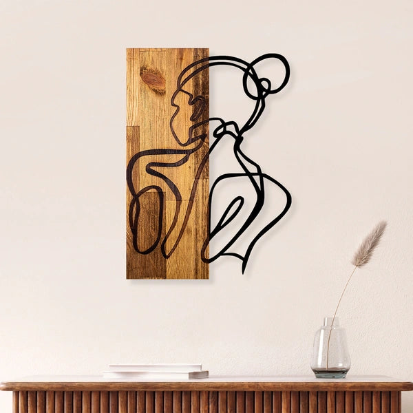 Decor de perete, corp femeie, lemn/metal, 35x3x50 cm- q-home.ro