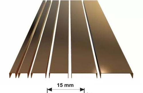 Profil U inox , bronz oglinda 2700x15x8 mm, grosime 0.4 mm- q-home.ro