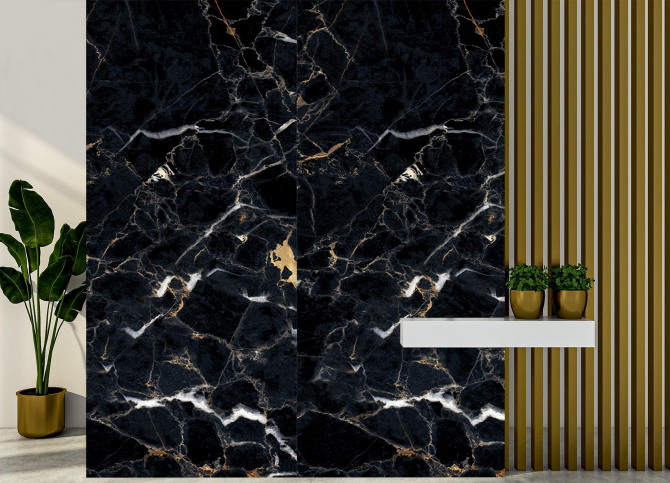 PANOURI DECORATIVE MARMURA PVC  PORTORO BLACK, 122 x 244 cm- Cu ridicare personala din depozit!!!