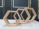 Raft de perete decorativ din lemn 3 hexagoane