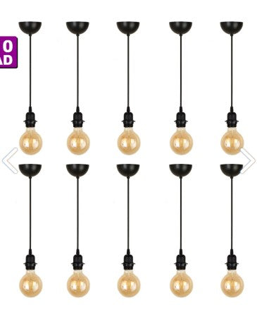 Set 10 buc de candelabru cablu, culoare neagră , E 27- q-home.ro