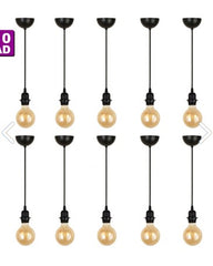 Set 10 buc de candelabru cablu, culoare neagră , E 27- q-home.ro