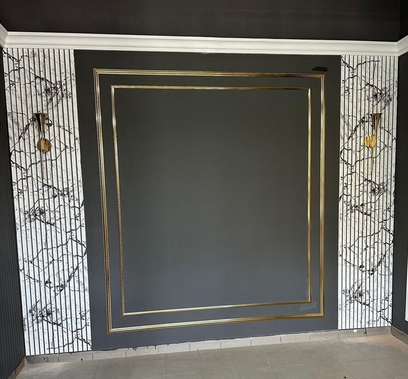 Riflaj decorativ din polistiren, alb / negru, LBX 012, 270 x 60 x 1,5 cm- q-home.ro