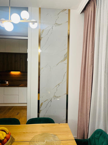 PANOU DECORATIV PVC imitatie marmura CARRARA GOLD, 122 x 270 cm