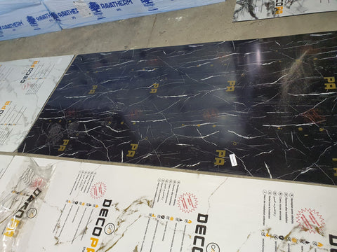 PANOU DECORATIV PVC imitatie marmura TOROS BLACK, 122 x 270 cm