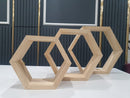 Raft de perete decorativ din lemn 3 hexagoane