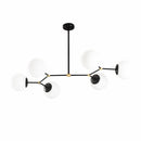 Lustra cu 6 globuri de sticla, Damar,  Negru-Alb, 100 x 58 x 48 cm- q-home.ro