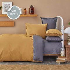 Lenjerie de pat Karaca Home Basic Muștar Antracit- q-home.ro