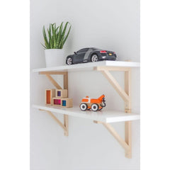 Set 2 Raft de perete cu picior din lemn natur- q-home.ro