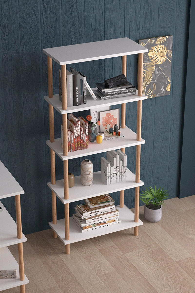 Raft  decorativ cu 5 rafturi din lemn- q-home.ro