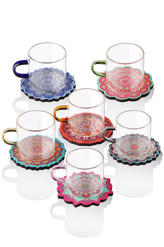 Set 6 bucăți pahare+suport- q-home.ro