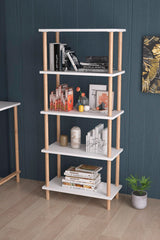 Raft  decorativ cu 5 rafturi din lemn- q-home.ro