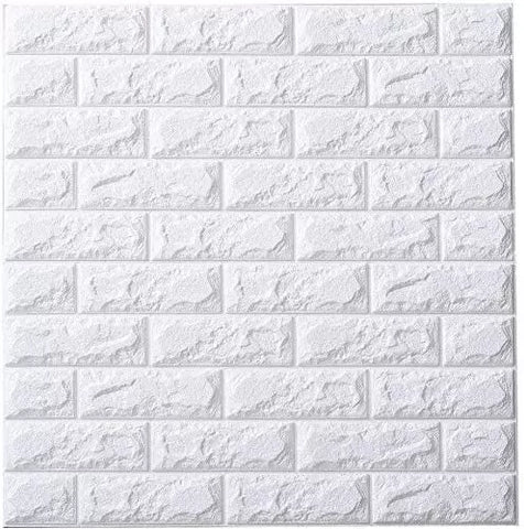 Panou decorativ 3D autoadeziv alb lucios spuma polietilena moale dimensiune 70cm x 77cm 6mm grosime