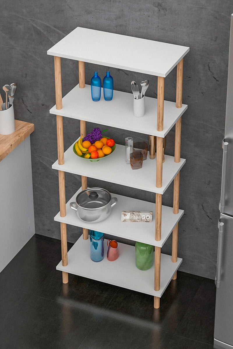 Raft  decorativ cu 5 rafturi din lemn- q-home.ro