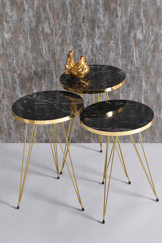 Set  4 Masa negru cu auriu