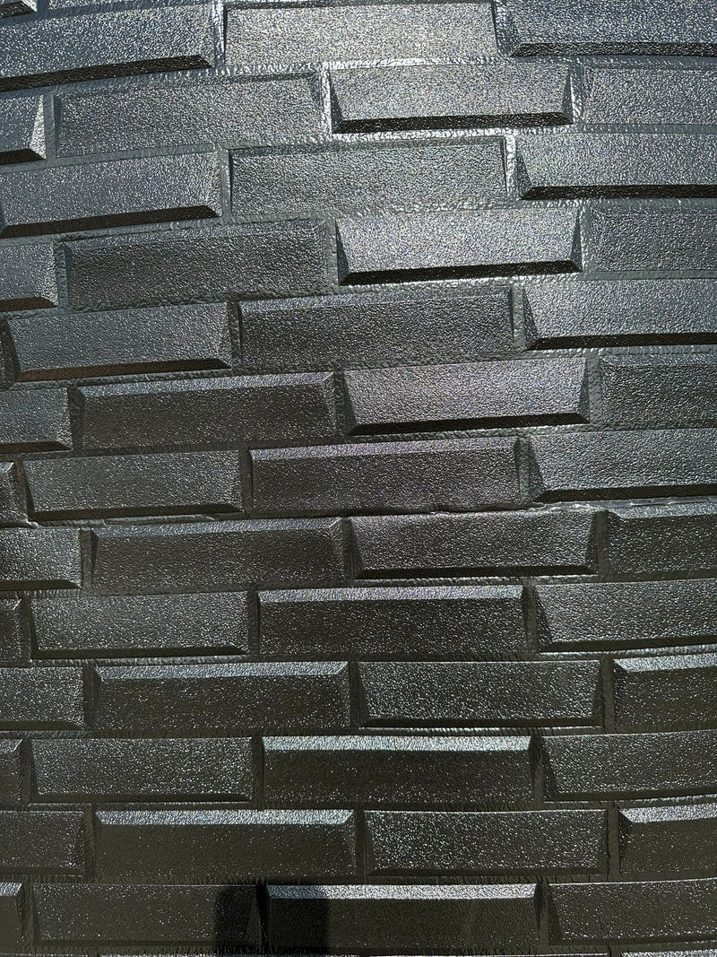 Panou decorativ 3D autoadeziv negru lucios spuma polietilena moale dimensiune 70cm x 77cm 6mm grosime- q-home.ro