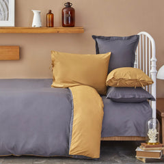 Lenjerie de pat Karaca Home Basic Muștar Antracit- q-home.ro