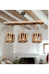 Candelabru Rustic lemn cu 3 Cosuri