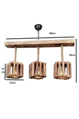 Candelabru Rustic lemn cu 3 Cosuri