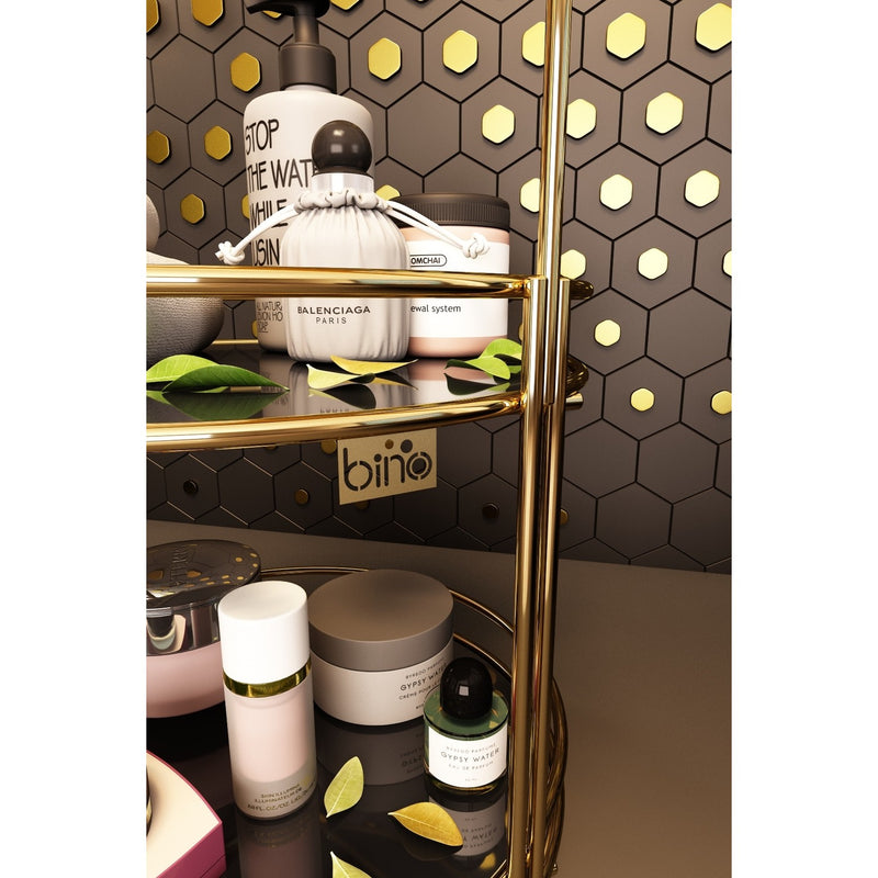 Raft Bino organizat pe 2 nivele negru-gold- q-home.ro