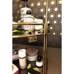 Raft Bino organizat pe 2 nivele negru-gold- q-home.ro