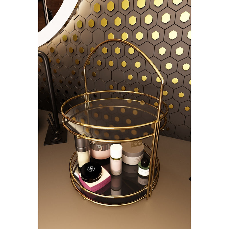 Raft Bino organizat pe 2 nivele negru-gold- q-home.ro