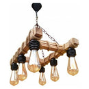 Candelabru rustic din lemn 100% natural 6 becuri- Livrare rapida !