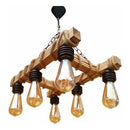 Candelabru rustic din lemn 100% natural 6 becuri- Livrare rapida !