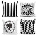 Set 4  buc huse de perna alb-negru- q-home.ro