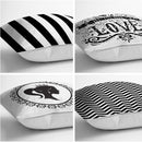 Set 4  buc huse de perna alb-negru- q-home.ro