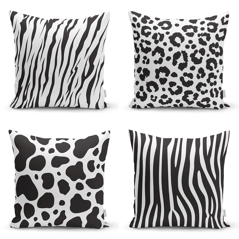 Set 4 huse de perne alb/negru- q-home.ro