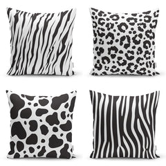 Set 4 huse de perne alb/negru- q-home.ro