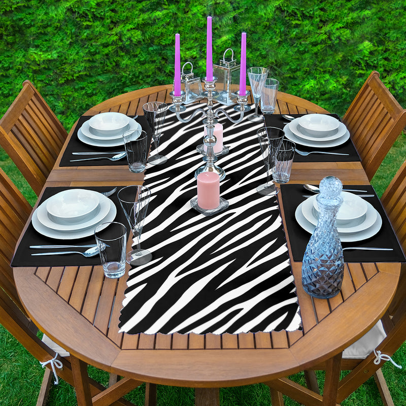 Set napron cu model digital imprimat modern  și 4 bucăți culoare neagră- q-home.ro
