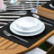 Set napron cu model digital imprimat modern  și 4 bucăți culoare neagră- q-home.ro