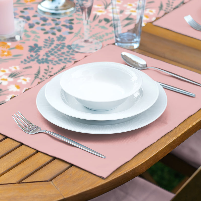 Set napron 1 bucată și 4 buc de serviciu de culoare roz cu model floral- q-home.ro