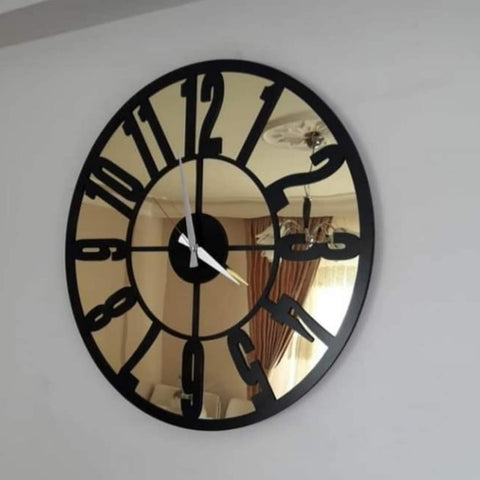 Ceas de perete negru cu oglindă pe plexiglas- Livrare rapida !