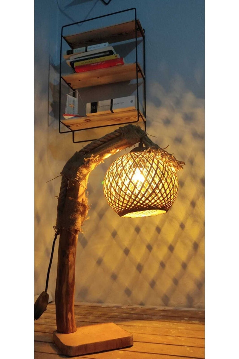 Lampadar Abajur Natural Lemn- q-home.ro