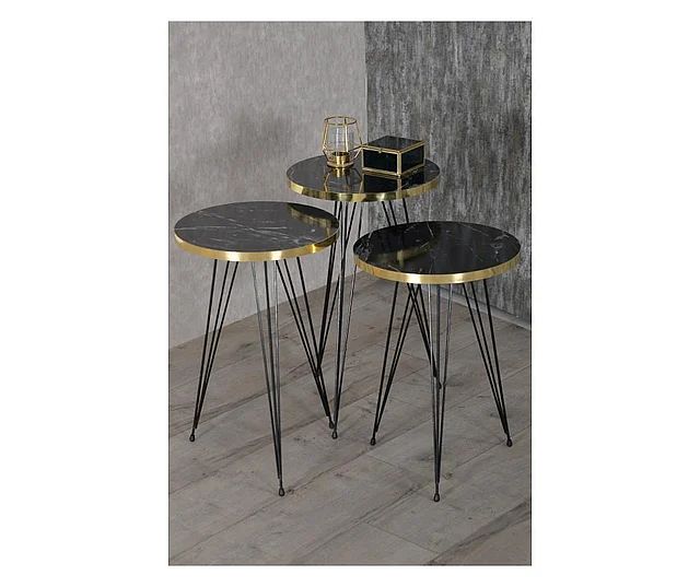 Set masute gold-negru- Livrare rapida!