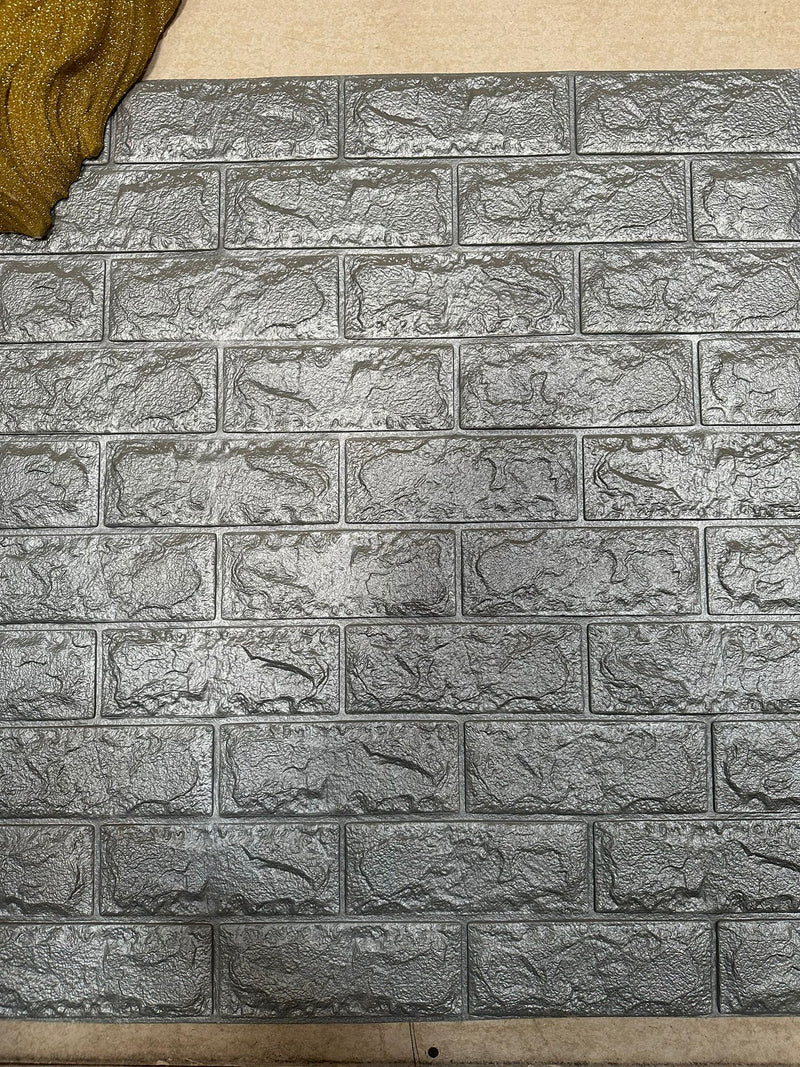 Panou decor model caramida, din spuma, dimensiune 70x77 cm, gri deschis- q-home.ro