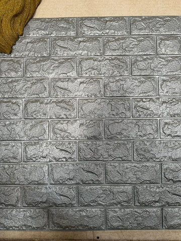 Panou decor model caramida, din spuma, dimensiune 70x77 cm, gri deschis- q-home.ro